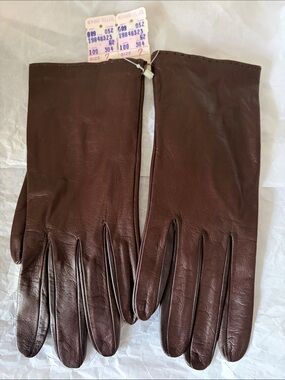 VTG Bonwit Teller - Dark Brown Leather Gloves Women’s Hand Size 7 NWT